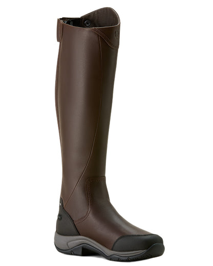Dark Brown coloured Ariat Womens Telluride Tall Waterproof Boots on white background 