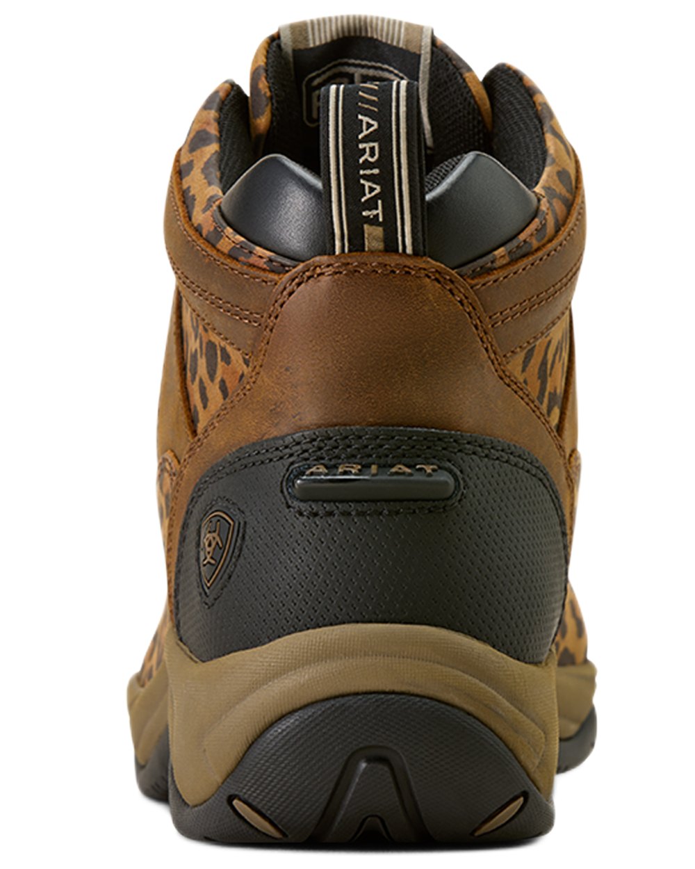 Washed Leopard coloured Ariat Womens Terrain Boots on white background 
