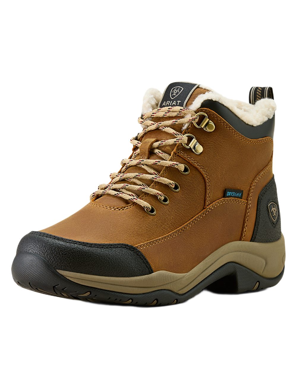 Dusted Wheat coloured Ariat Womens Terrain Sherpa Waterproof Boots on white background 