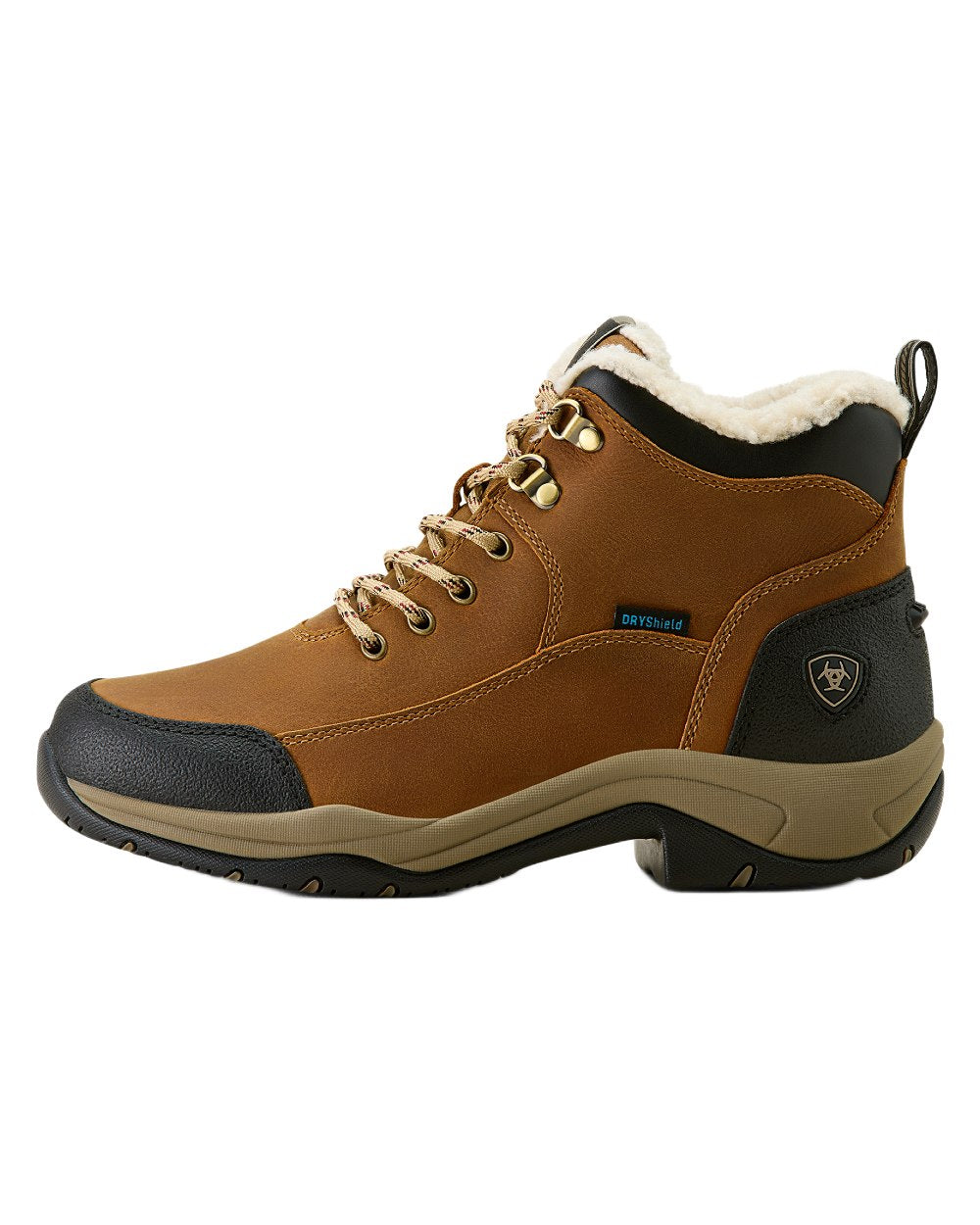 Dusted Wheat coloured Ariat Womens Terrain Sherpa Waterproof Boots on white background 