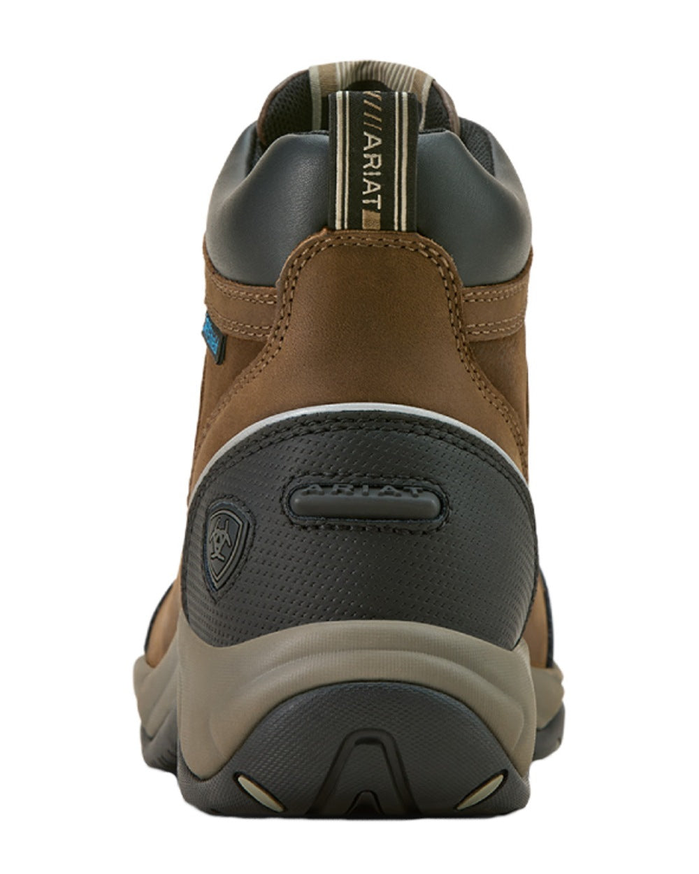 Palm Brown coloured Ariat Womens Terrain Zip Waterproof Boot on white background 