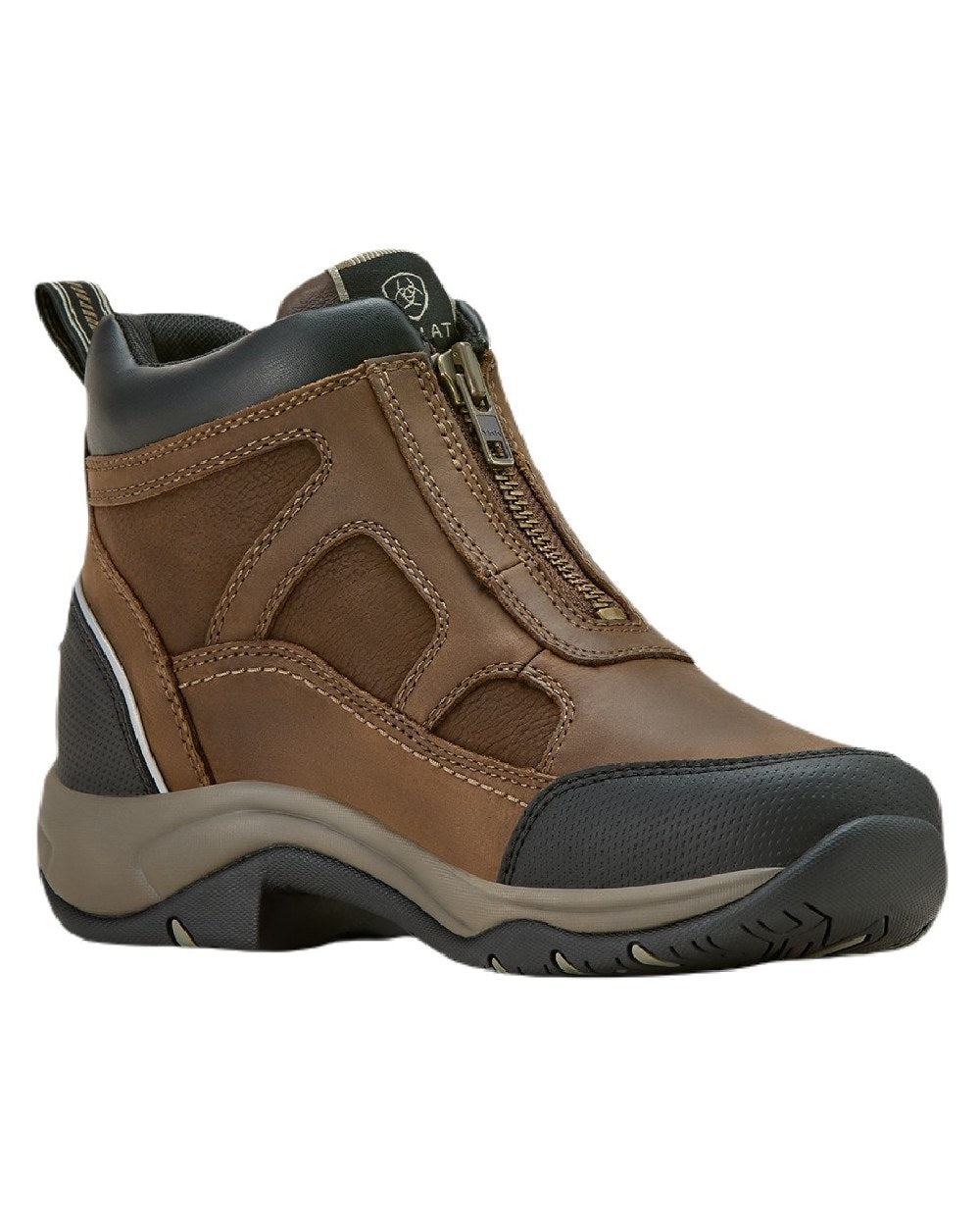 Palm Brown coloured Ariat Womens Terrain Zip Waterproof Boot on white background 