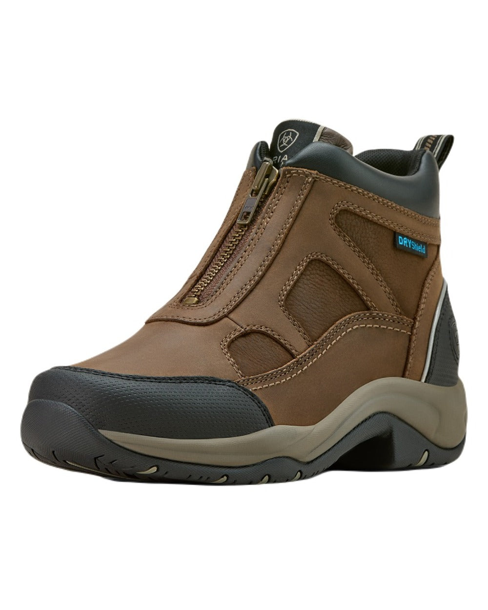 Palm Brown coloured Ariat Womens Terrain Zip Waterproof Boot on white background 