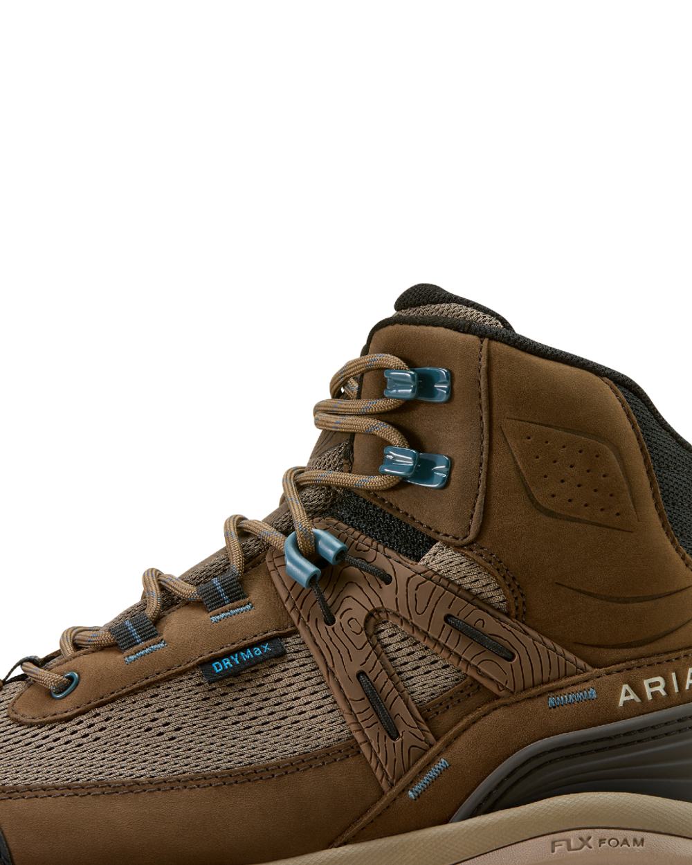 Brown Bark coloured Ariat Womens Traverse Mid Waterproof Hiking Boots on white background 