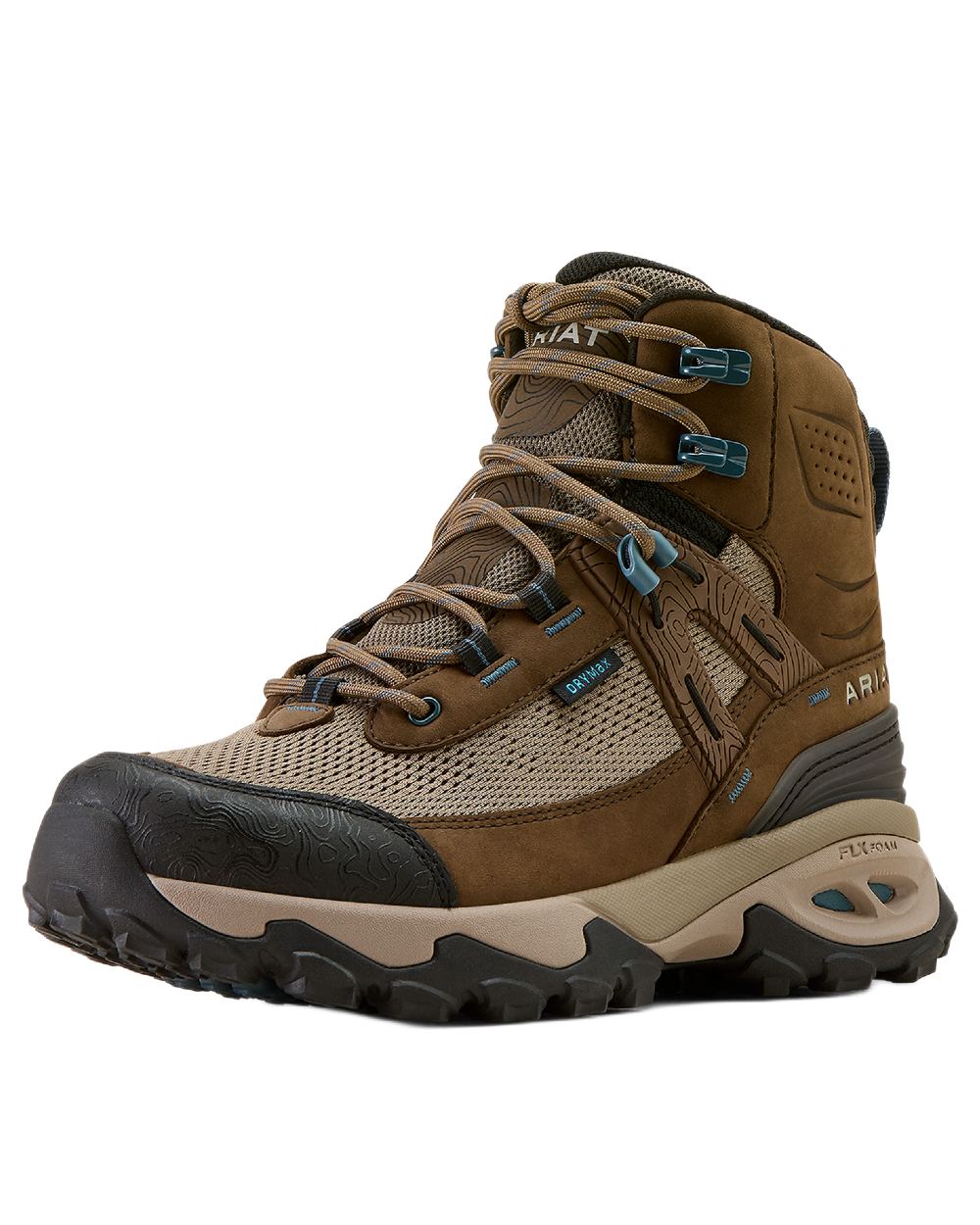 Brown Bark coloured Ariat Womens Traverse Mid Waterproof Hiking Boots on white background 