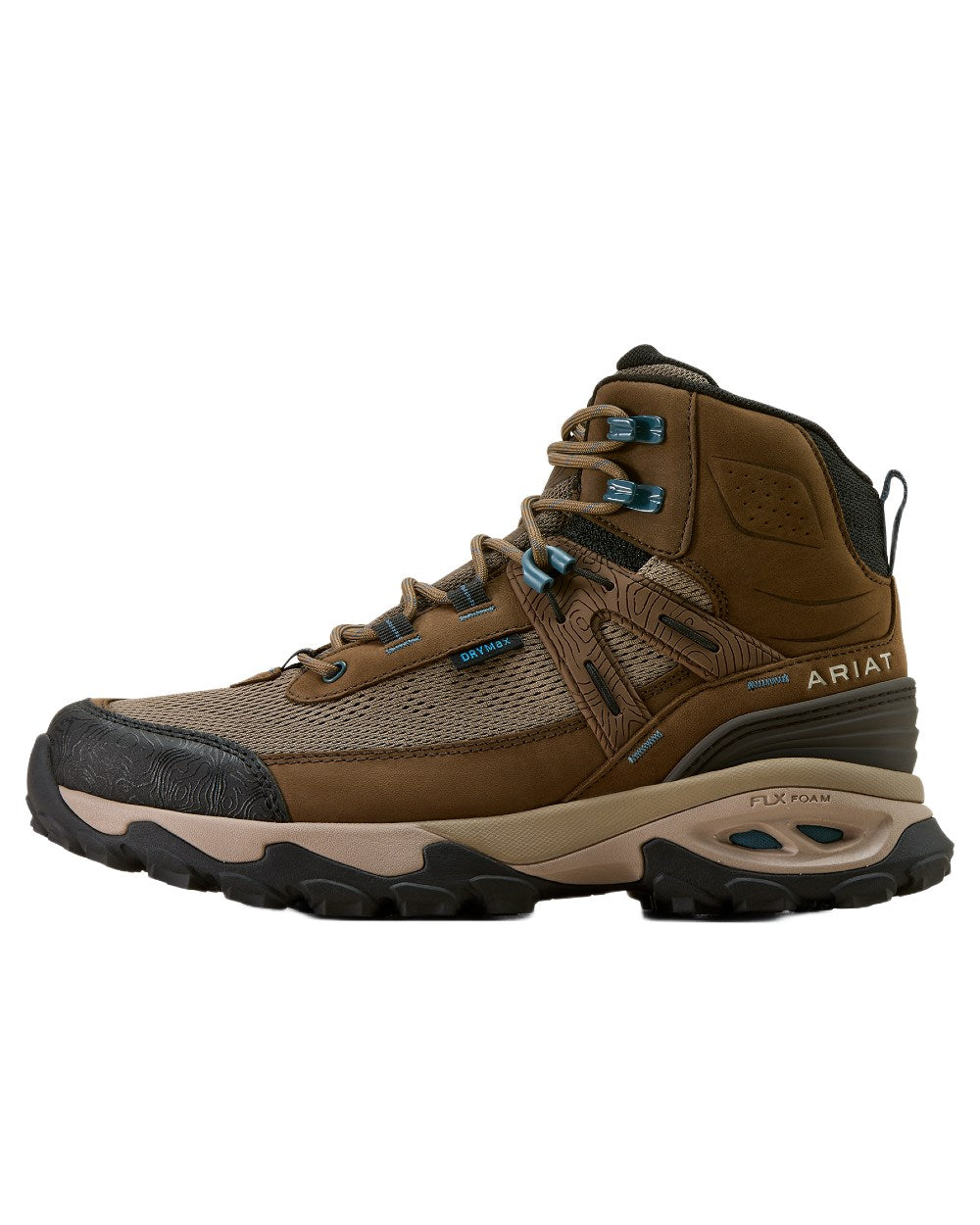 Brown Bark coloured Ariat Womens Traverse Mid Waterproof Hiking Boots on white background 