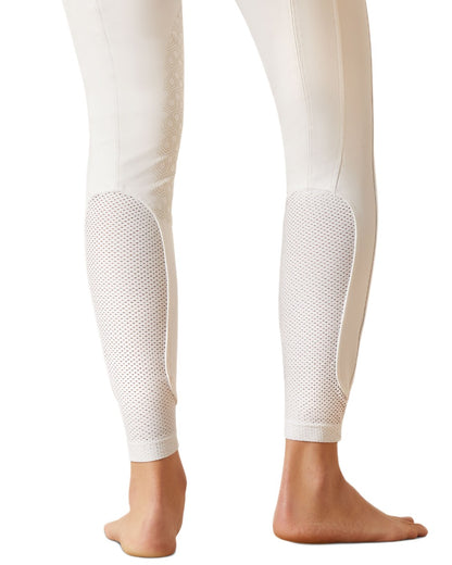 White coloured Ariat Womens Tri Factor Grace Knee Patch Breeches on white background 