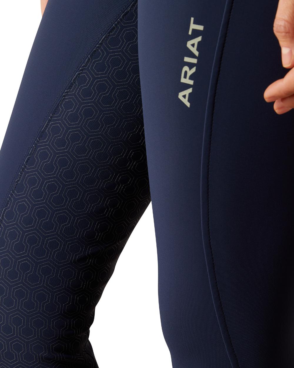 Navy coloured Ariat Womens Tri Factor Grip Full Seat Breeches on white background 