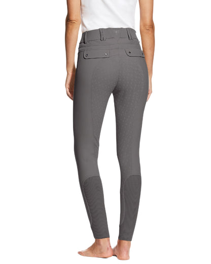 Plum Grey coloured Ariat Womens Tri Factor Grip Full Seat Breeches on white background 
