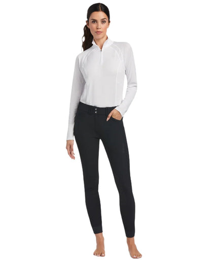 Black coloured Ariat Womens Halo Denim Full Seat Breech on white background 