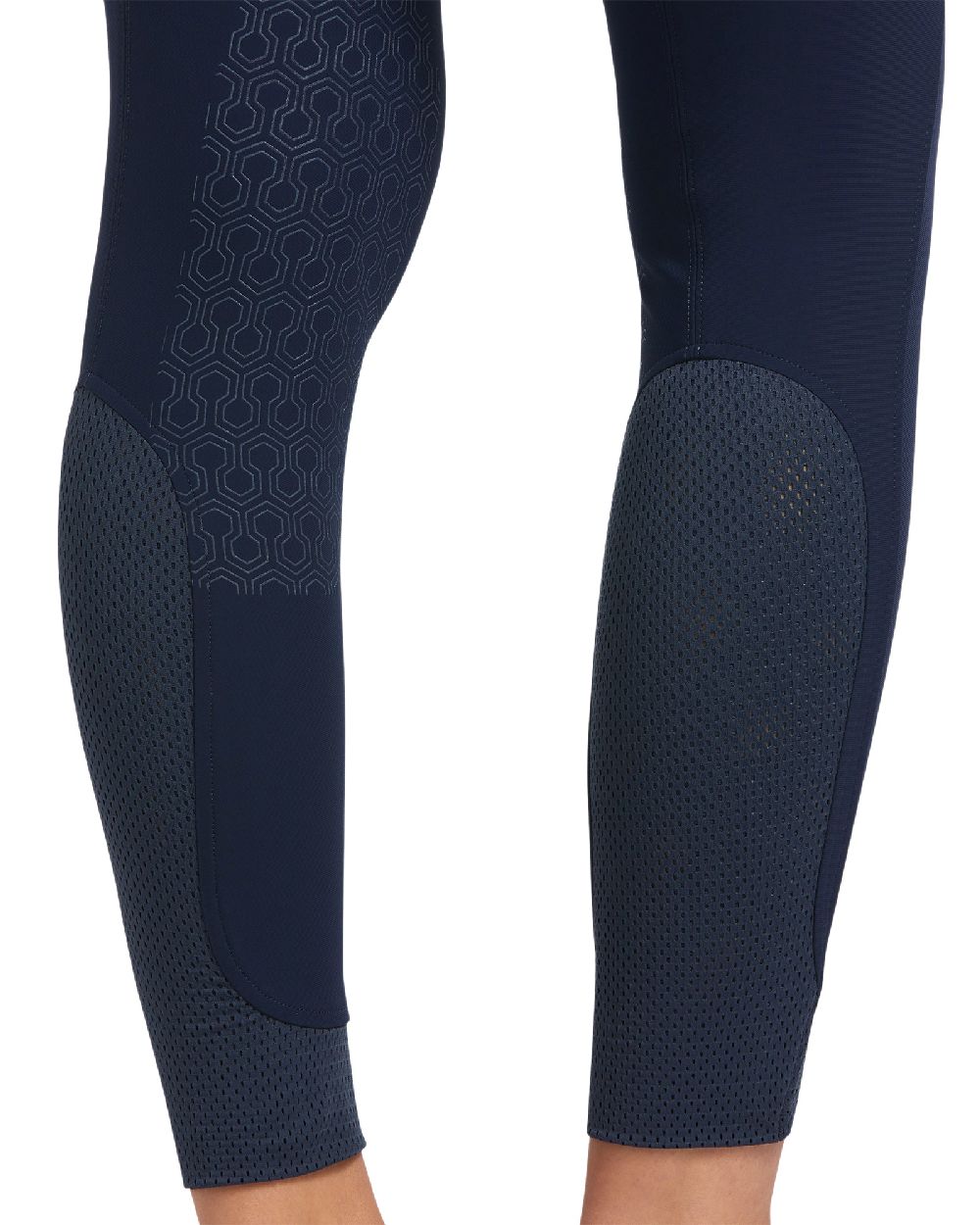 Navy coloured Ariat Womens Halo Denim Full Seat Breech on white background 