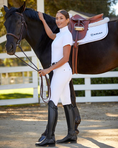 White coloured Ariat Womens Halo Denim Full Seat Breech on nature background 