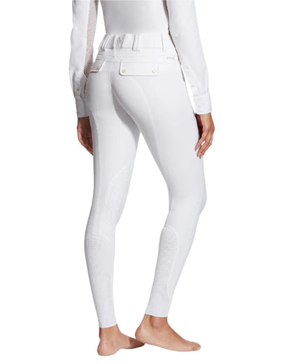 White coloured Ariat Womens Halo Denim Full Seat Breech on white background 