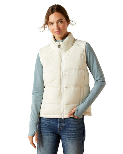 Star White Coloured Ariat Womens Ultra Puff Down Vest on white background 