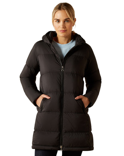 Black Coloured Ariat Womens UltraPuff Down Coat on white background 