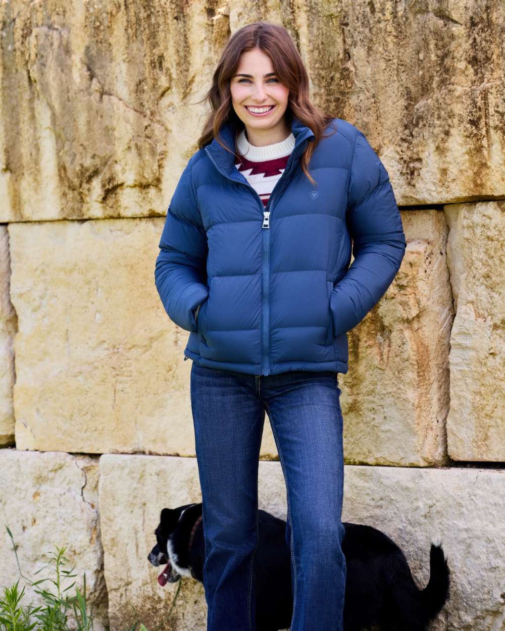 Big Dipper Coloured Ariat Womens UltraPuff Down Jacket on outdoor background 