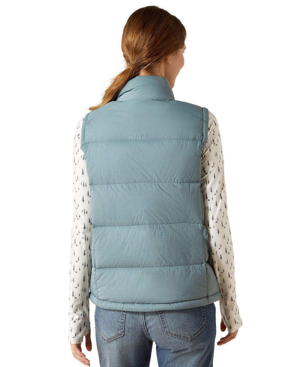 Steel Sage Coloured Ariat Womens UltraPuff Down Vest on white background 