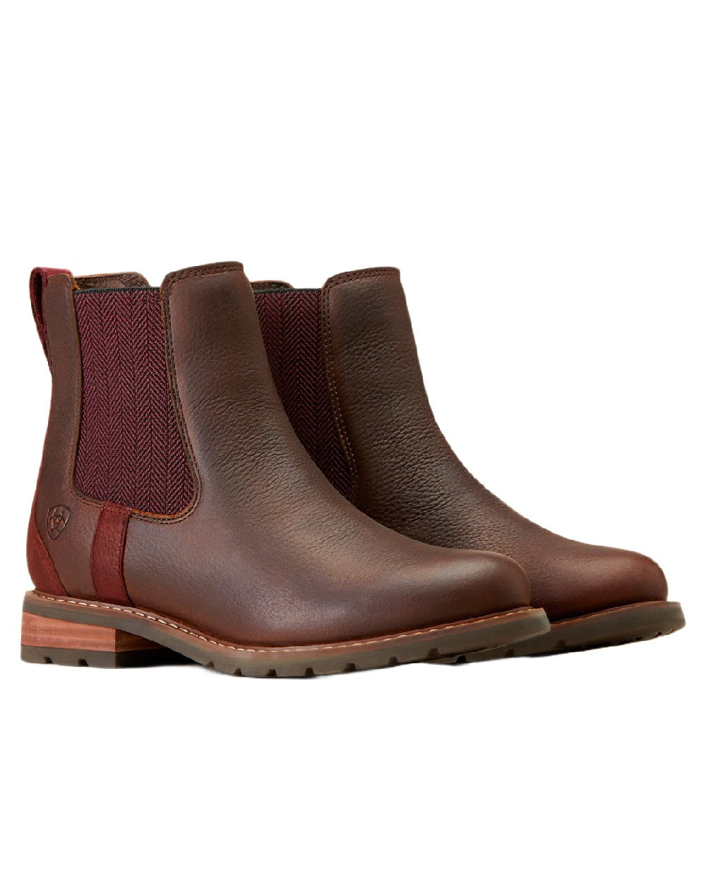 Dark Brown coloured Ariat Womens Wexford Waterproof Boots on white background 