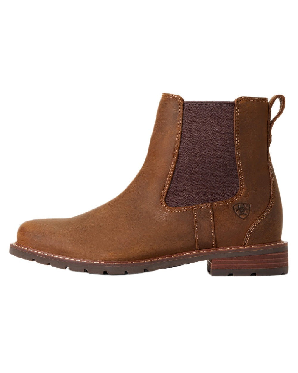 Weathered Brown coloured Ariat Womens Wexford Waterproof Boots on white background 