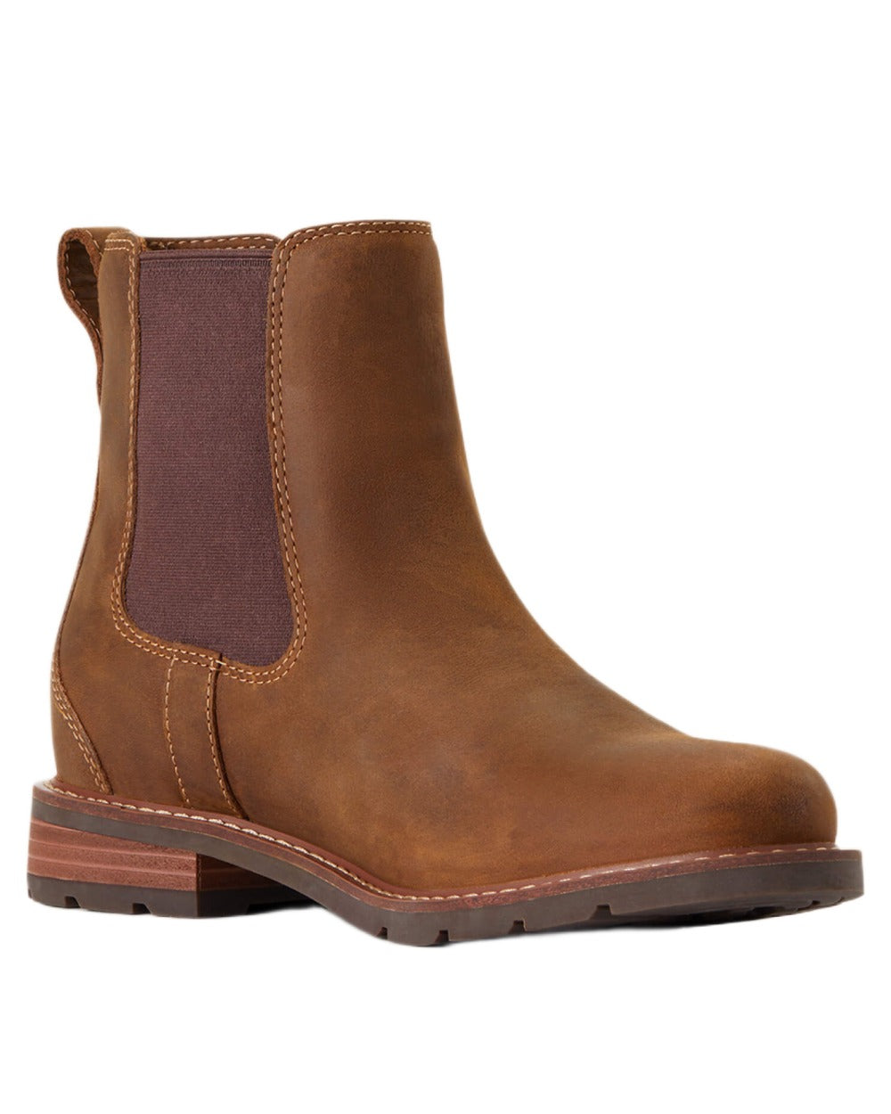 Weathered Brown coloured Ariat Womens Wexford Waterproof Boots on white background 