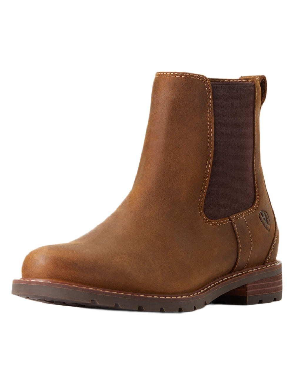 Weathered Brown coloured Ariat Womens Wexford Waterproof Boots on white background 