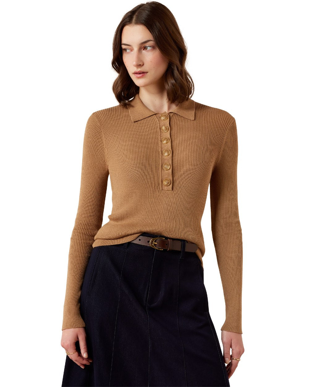 Tigers Eye coloured Ariat Womens Winsthorpe Sweater White background 
