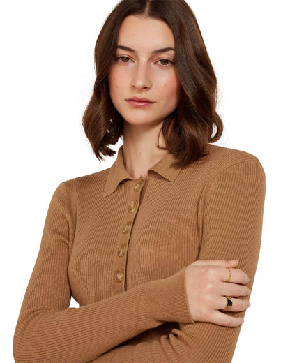 Tigers Eye coloured Ariat Womens Winsthorpe Sweater White background 