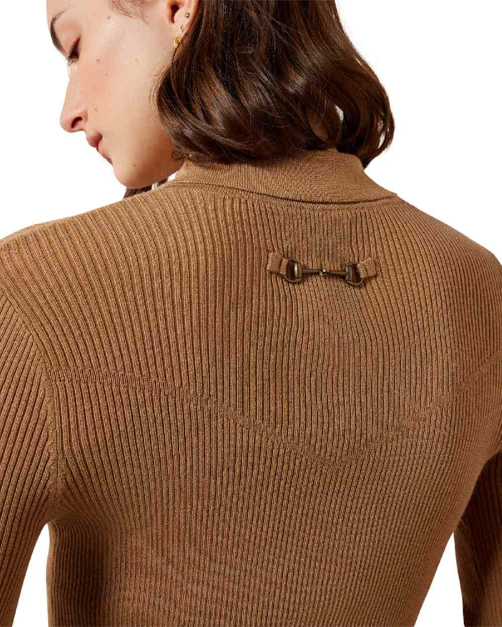 Tigers Eye coloured Ariat Womens Winsthorpe Sweater White background 