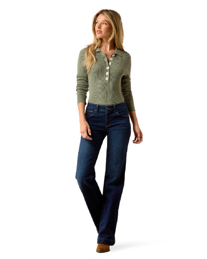 Sea Spray coloured Ariat Womens Winsthorpe Sweater white background 