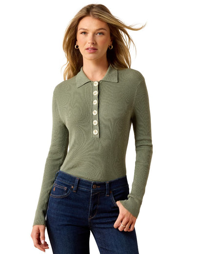 Sea Spray coloured Ariat Womens Winsthorpe Sweater white background 