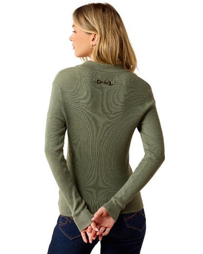 Sea Spray coloured Ariat Womens Winsthorpe Sweater white background 