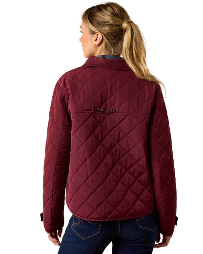 Windsor Wine coloured Ariat Woodgate Jacket on white background 