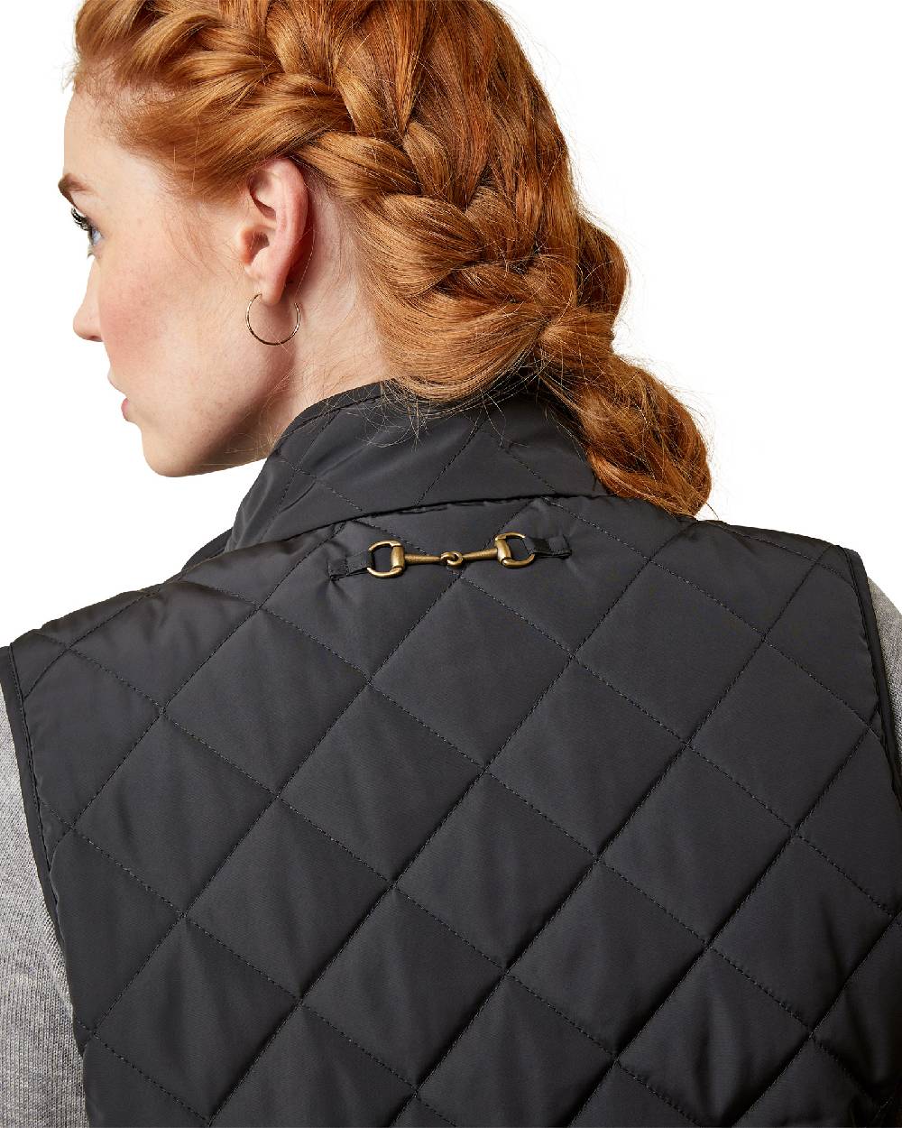 Black Coloured Ariat Womens Woodside Quilted Gilet on white background 