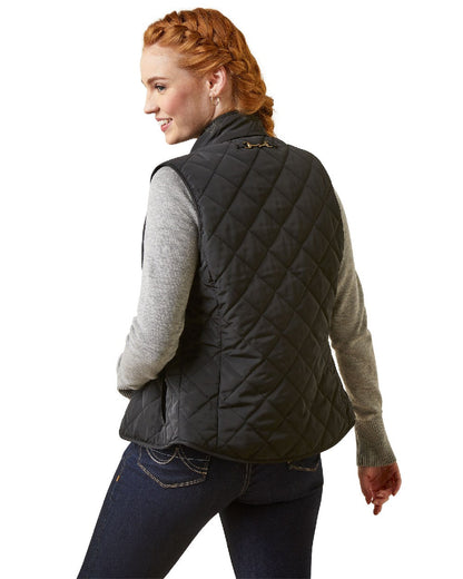 Black Coloured Ariat Womens Woodside Quilted Gilet on white background 