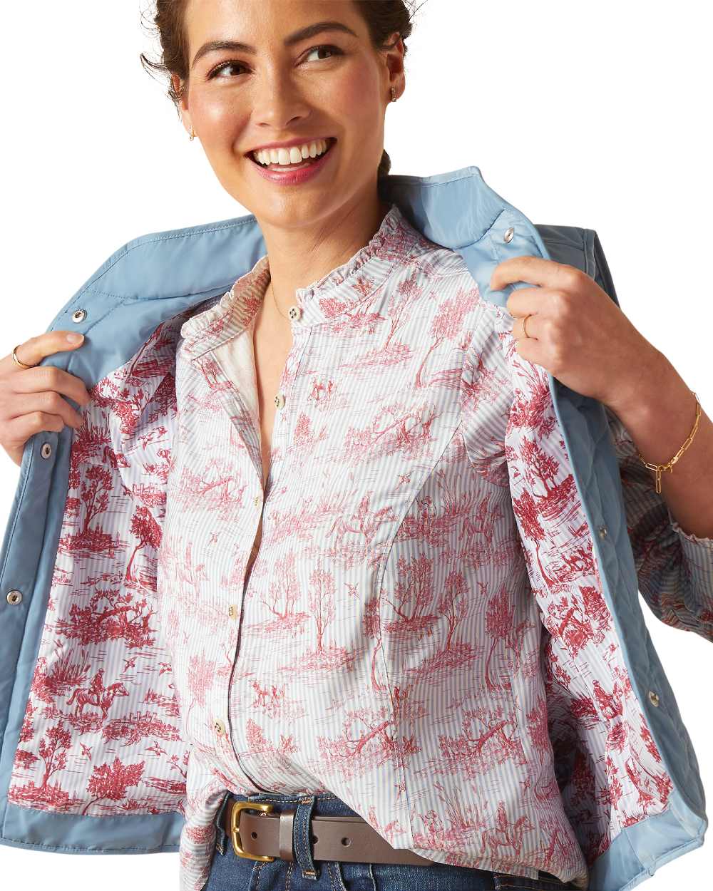 Blue Shadow Coloured Ariat Womens Woodside Quilted Gilet on white background 