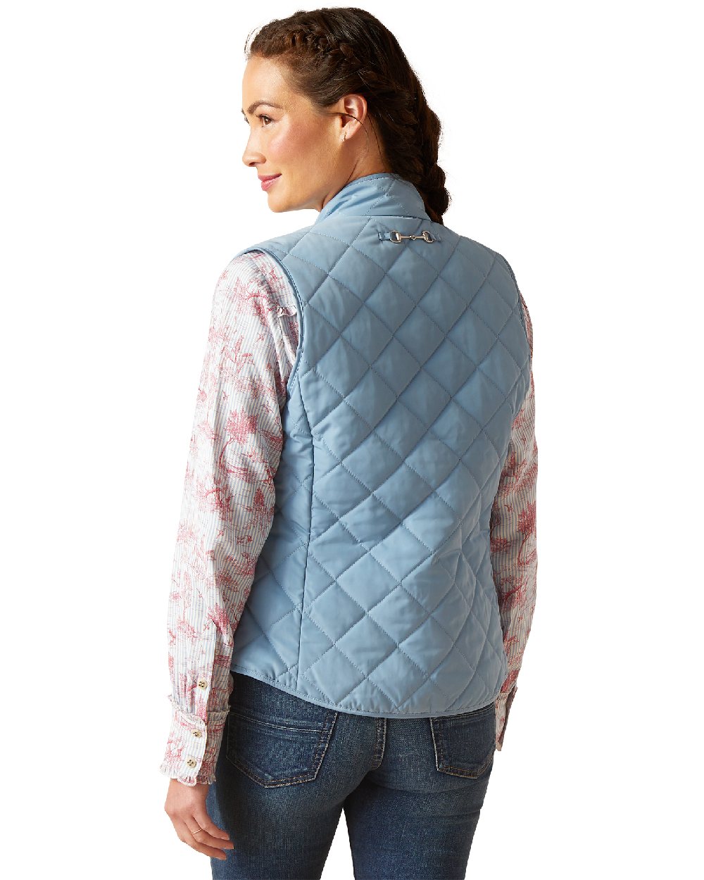 Blue Shadow Coloured Ariat Womens Woodside Quilted Gilet on white background 