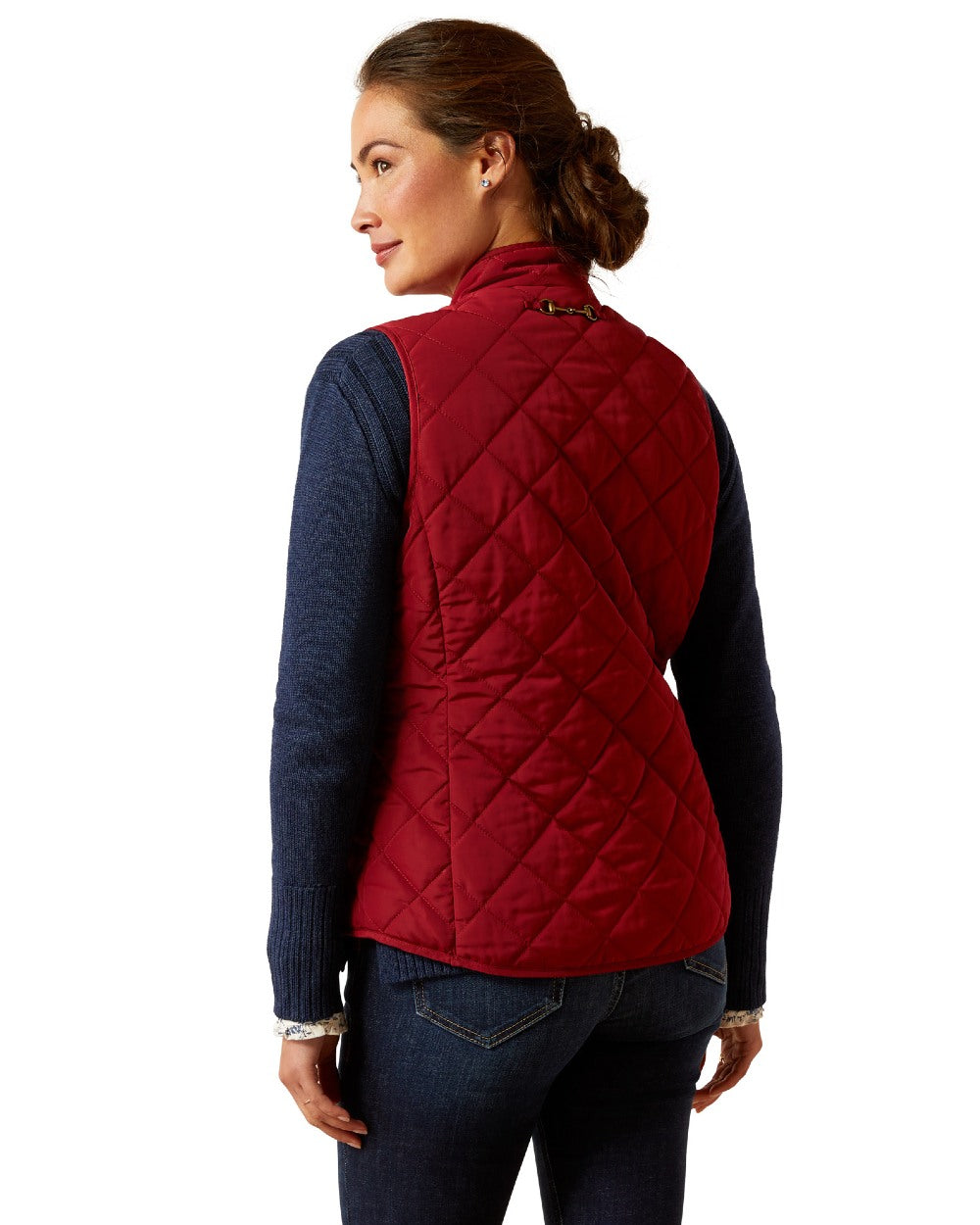Rubaiyat Coloured Ariat Womens Woodside Quilted Gilet on white background 
