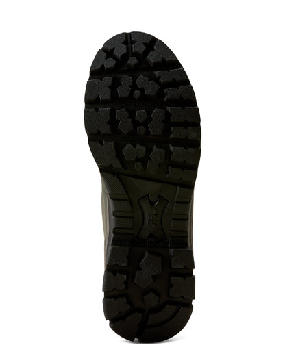 Olive Night coloured Ariat Womens Woodstock Rubber Boots on white background 