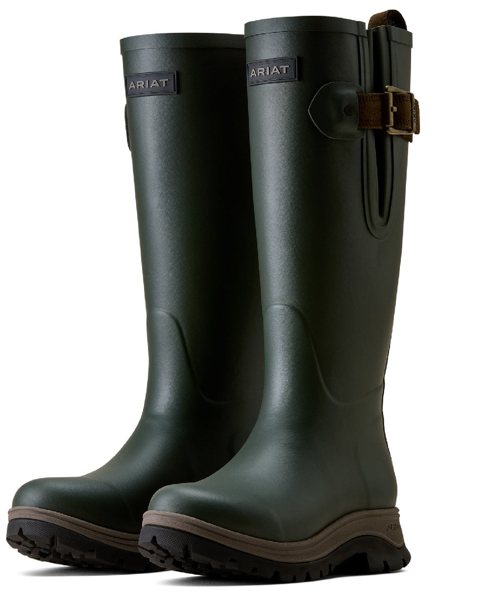 Olive Night coloured Ariat Womens Woodstock Rubber Boots on white background 