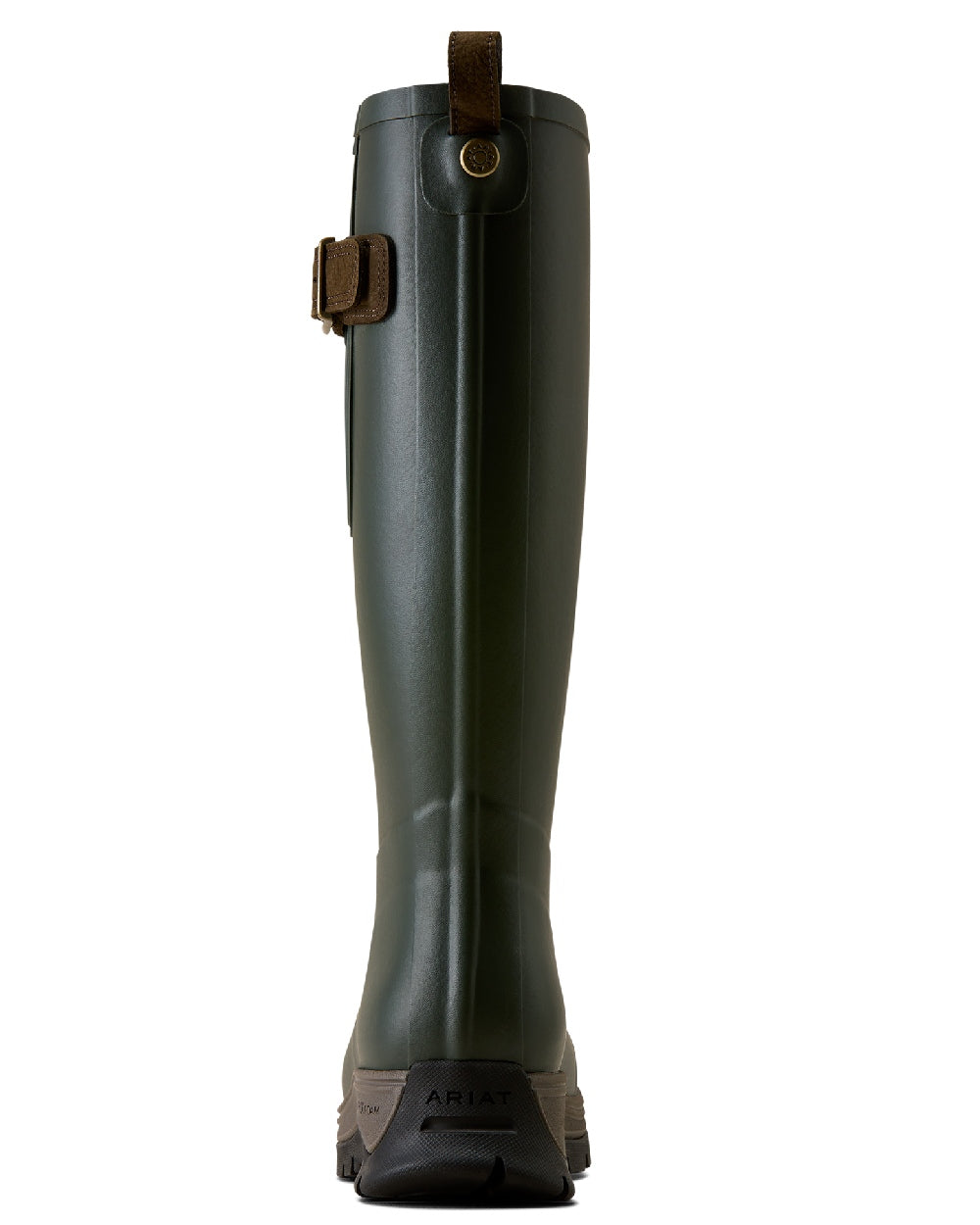 Olive Night coloured Ariat Womens Woodstock Rubber Boots on white background 