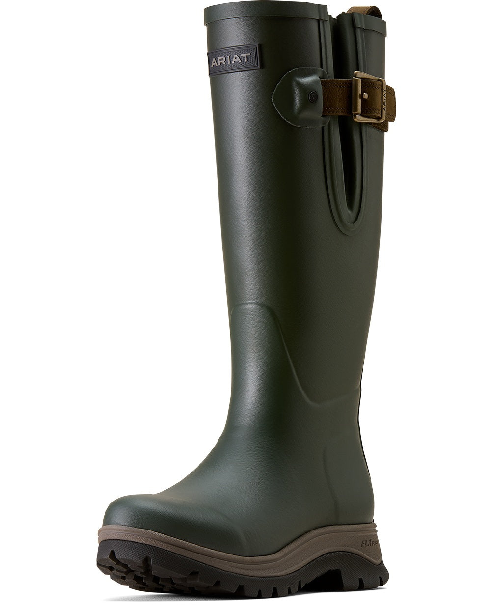 Olive Night coloured Ariat Womens Woodstock Rubber Boots on white background 