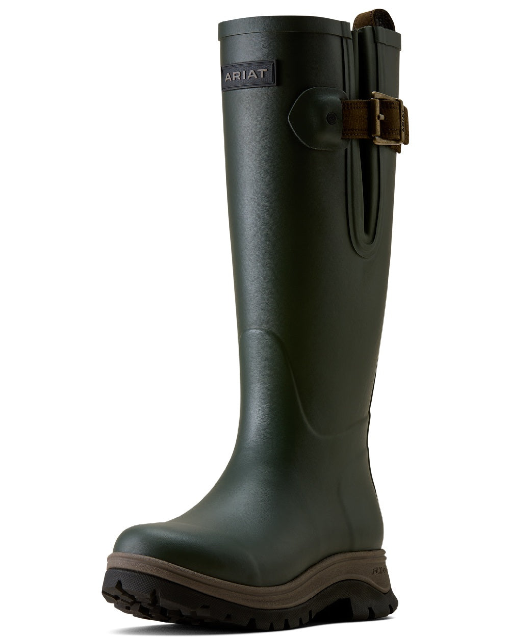 Olive Night coloured Ariat Womens Woodstock Rubber Boots on white background 