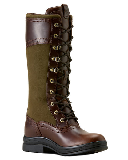 Tobacco Brown Coloured Ariat Womens Wythburn II Waterproof Boots On A White Background 