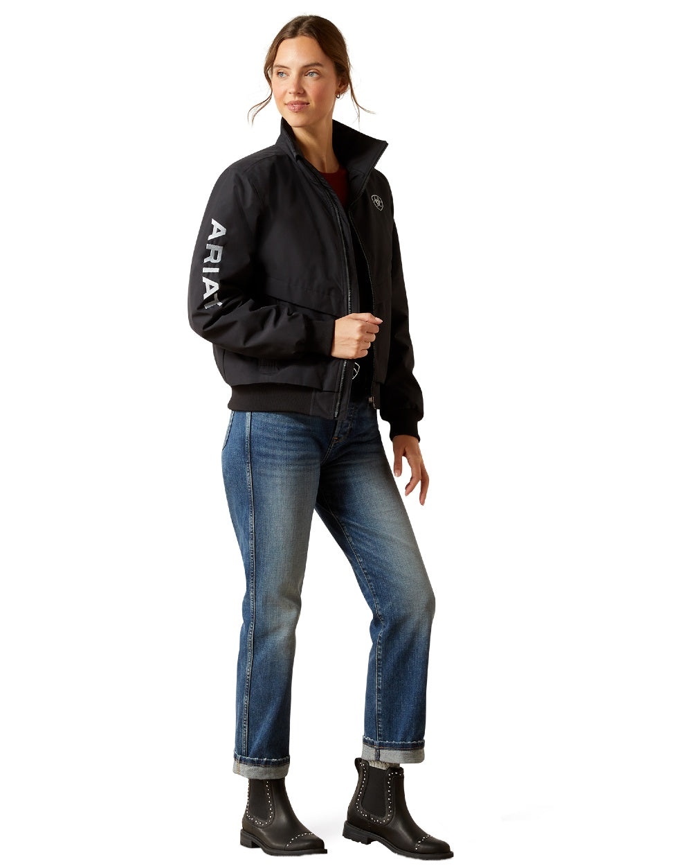 Black Coloured Ariat Womens Stable 2.0 Insulated Jacket on white background 