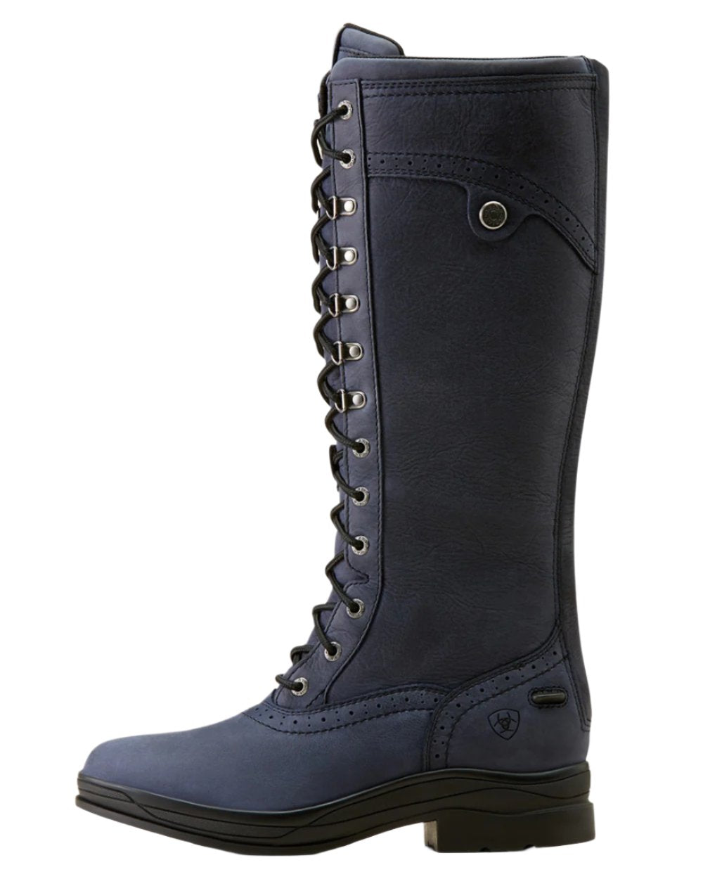 Navy Colour Ariat Wythburn Tall Waterproof Boots On A White Background 