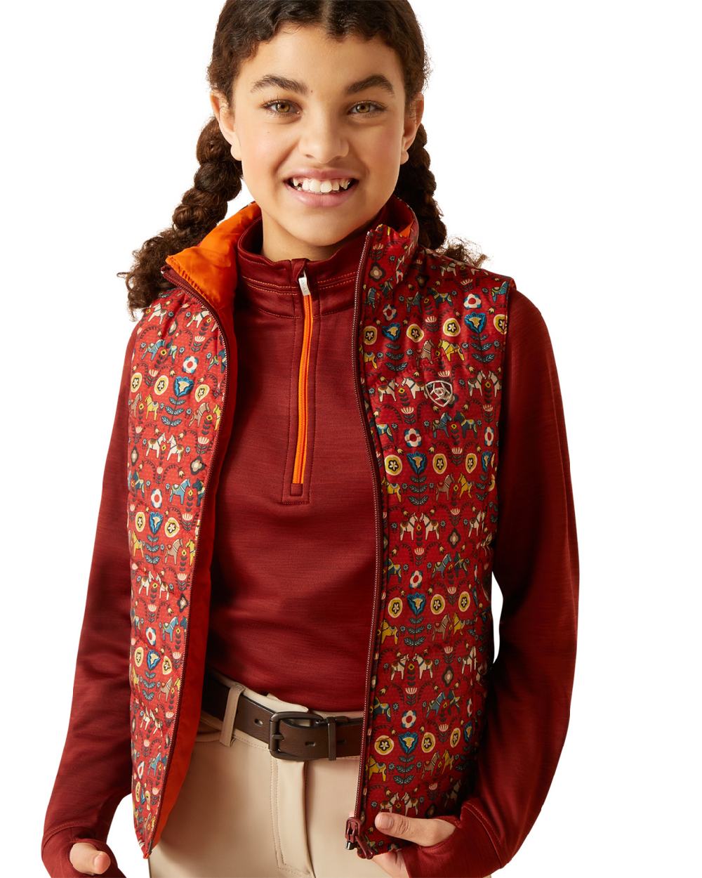 Ariat Childrens Bella Reversible Insulated Vest in Dala Horse/Arctic