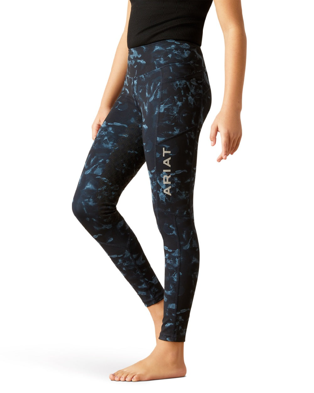 Ariat Childrens Eos Print Full Seat Tights in Stormy Skies