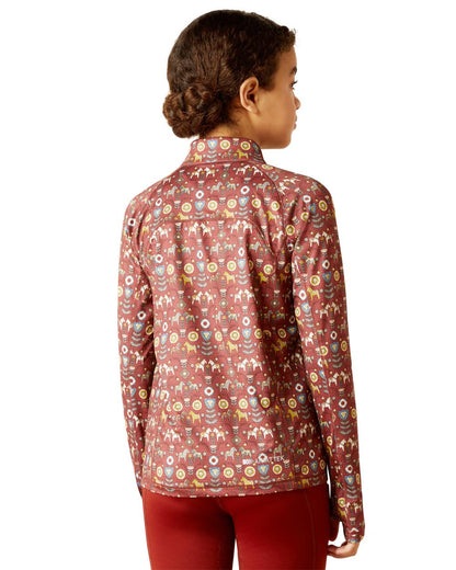 Ariat Childrens Lowell 2.0 1/4 Zip Base Layer in Red Ochre Dala Horse 