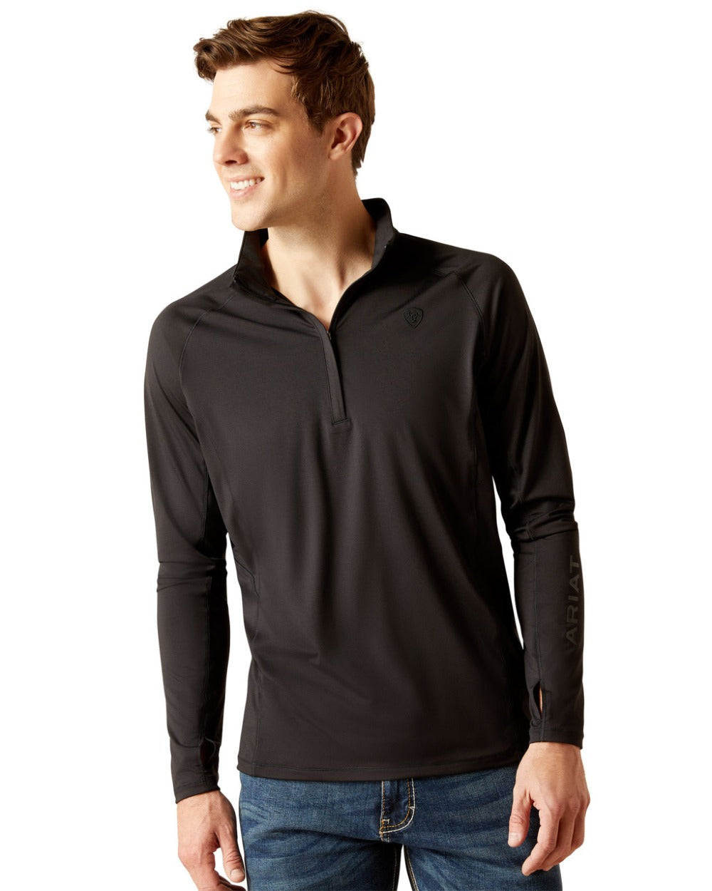 Ariat Mens Lowell 1/4 Zip Base Layer in Black 