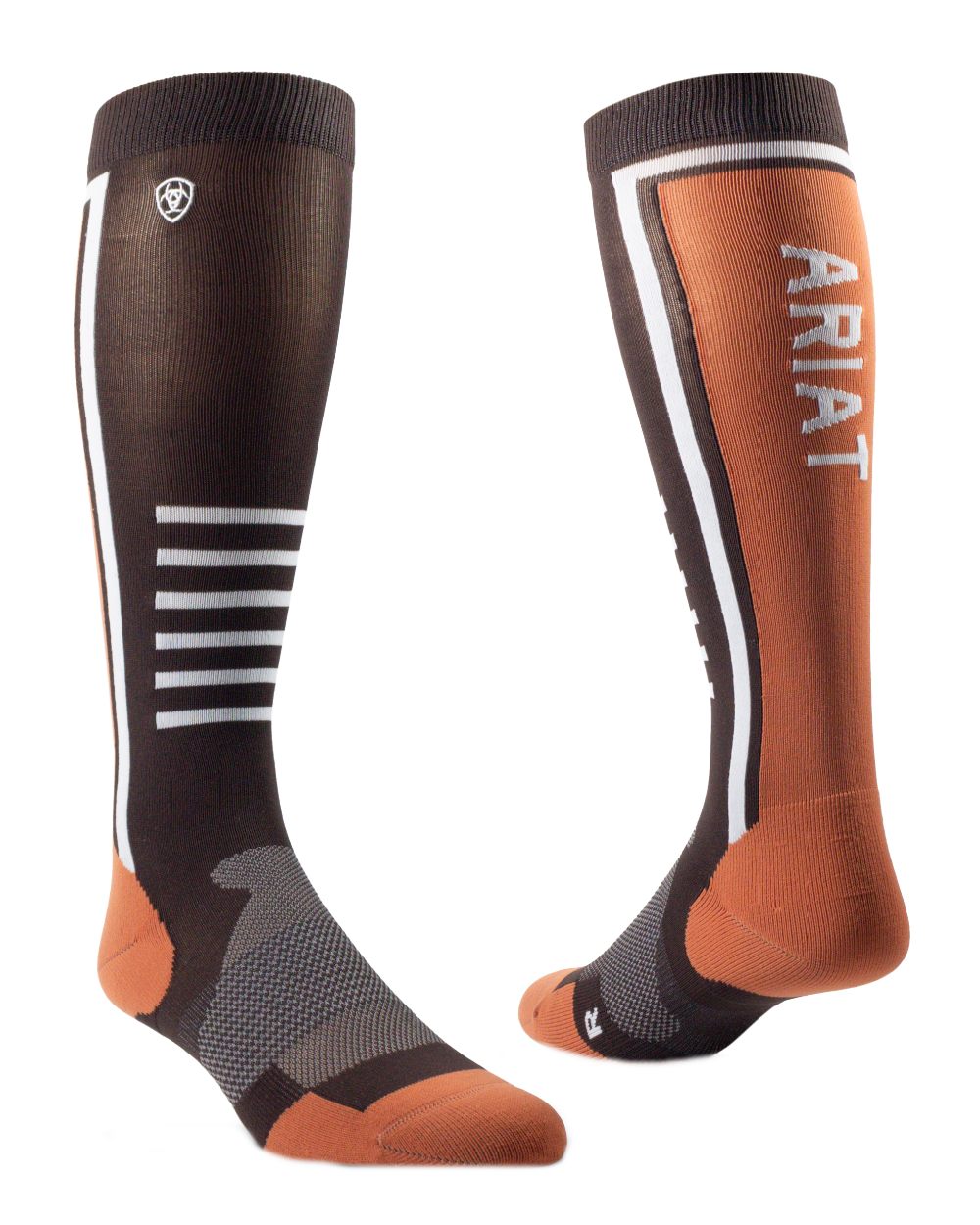 Brown Coloured AriatTEK Slimline Performance Socks on white background 